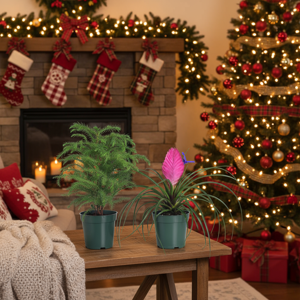 Holiday Plant Bundle - Pink Quill & Norfolk Pine