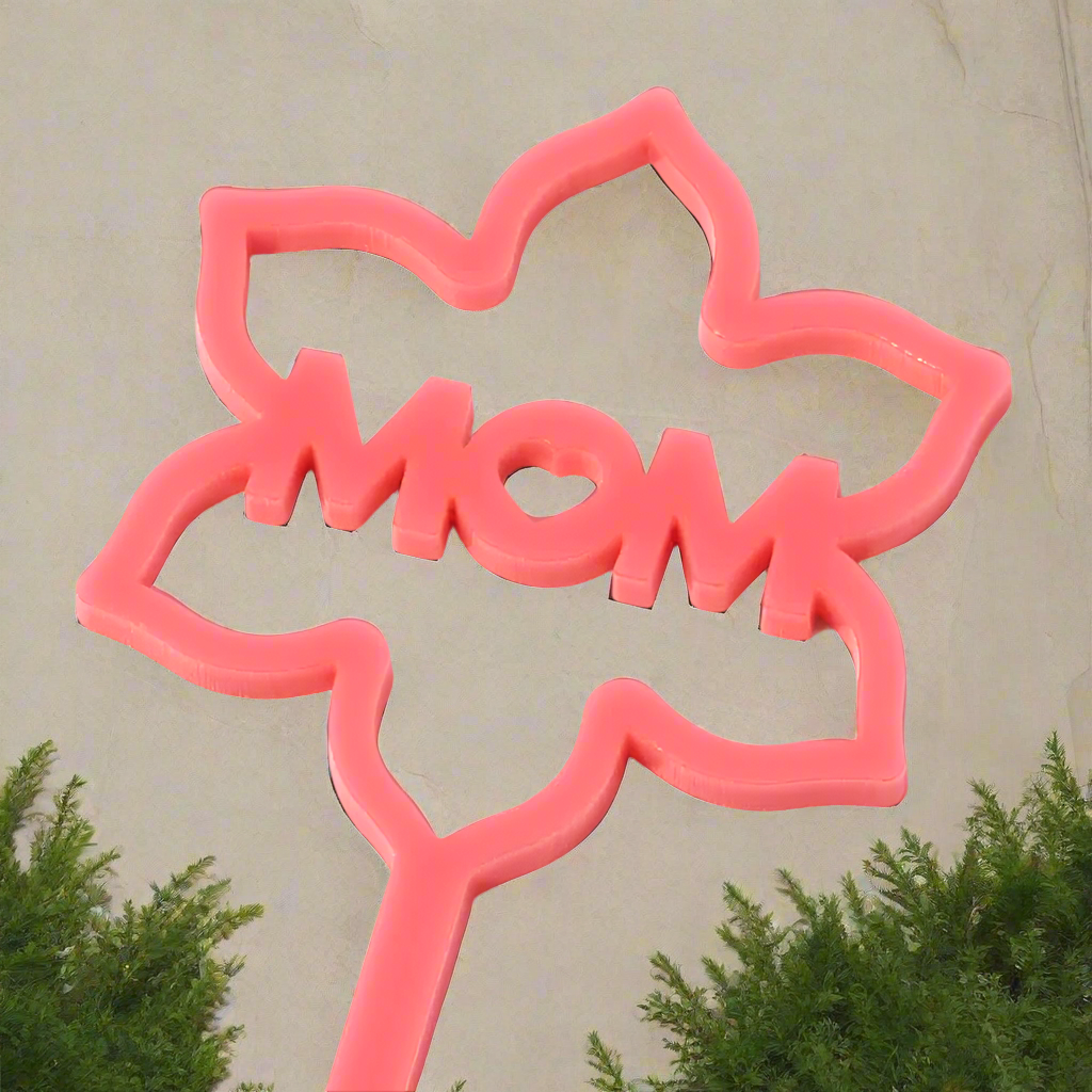 MOM Heart Pink Acrylic Plant Sign - Add On