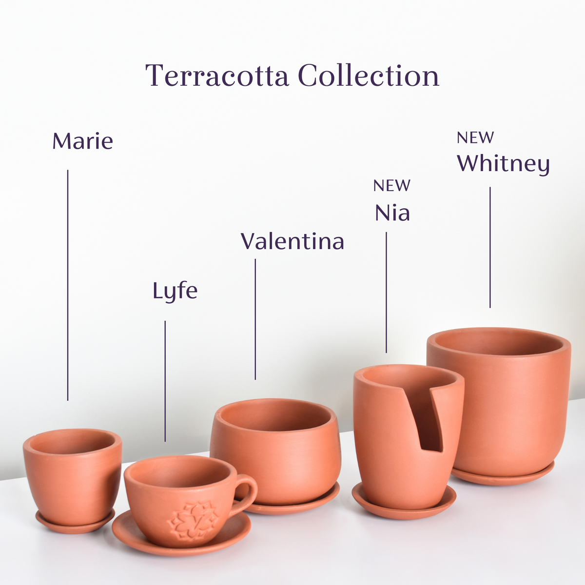 Whitney Round Terracotta Minimalist Planter - Empty