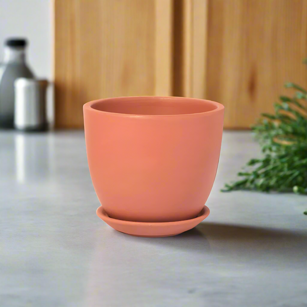 Marie Oval Terracotta Minimalist Planter - Empty