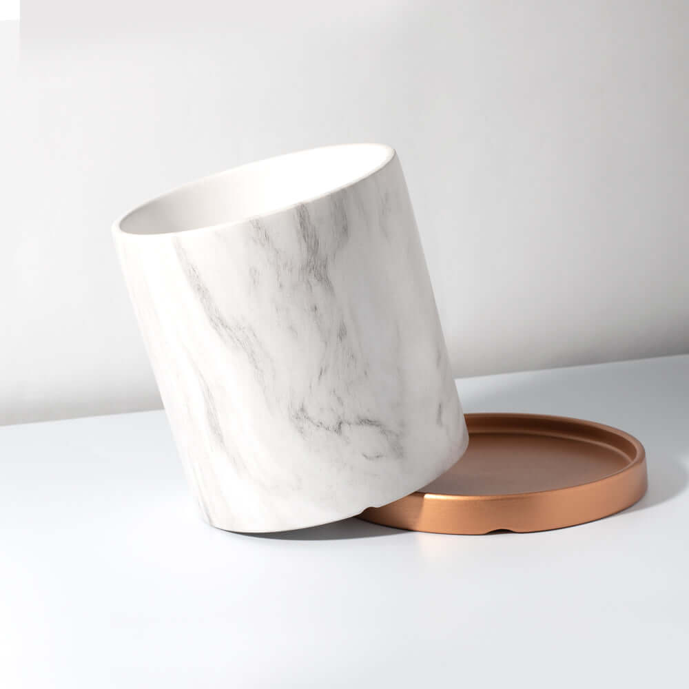 Selene Large Ceramic Planter Marble Effect - Empty Verdant Lyfe