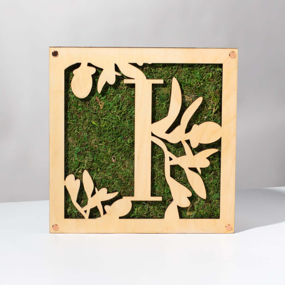 Monogrammed Moss Frame - Wooden Botanical Wall Art Letter