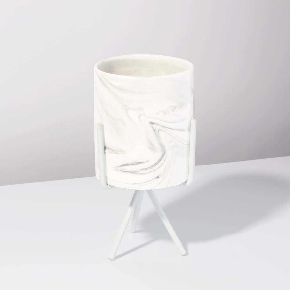 Olympia Ceramic Planter Marble Effect - Empty Verdant Lyfe